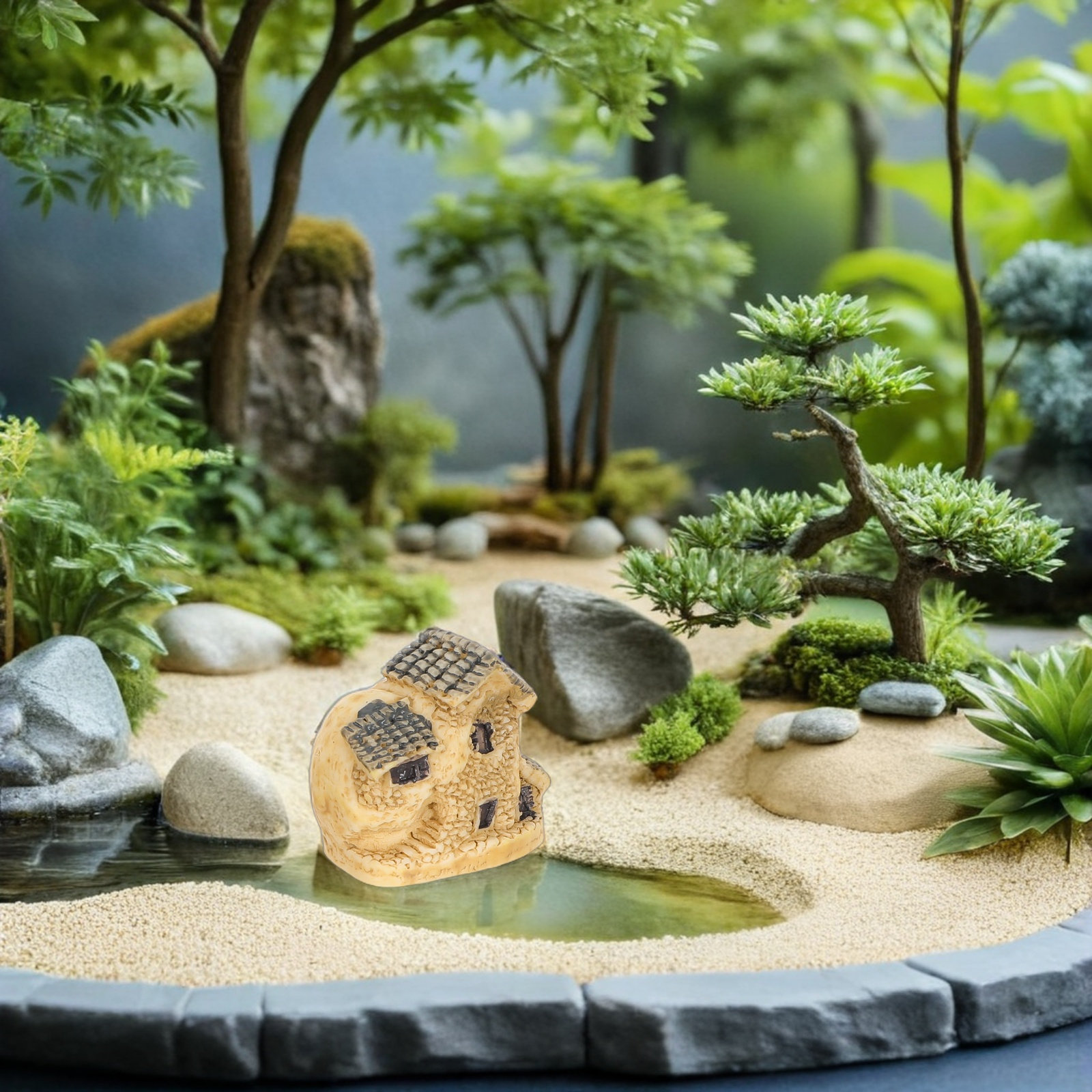 Bonsai Garden House - 4Pcs Rumah Peri Miniatur Resin Dekorasi